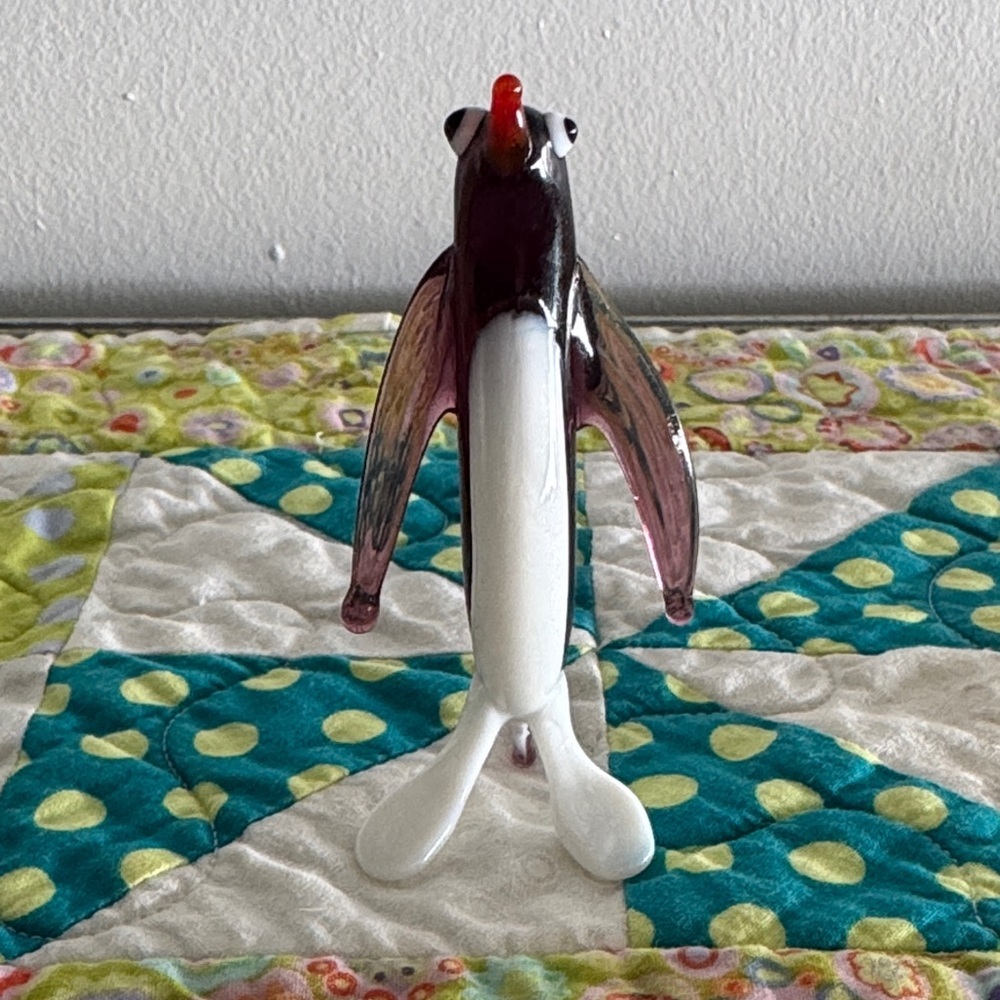 Vintage Glass Penguin Hand-Blown Mini Figurine